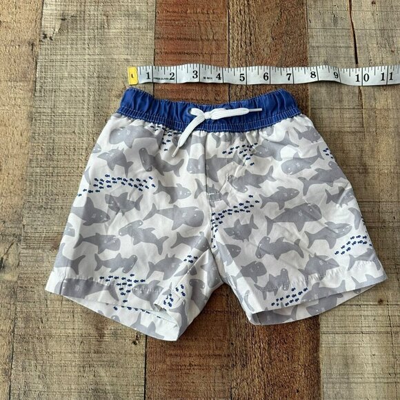 Gymboree Baby Boys Shark Print Swim Trunks 3-6M Elastic Waist with Drawstring - Picture 2 of 6